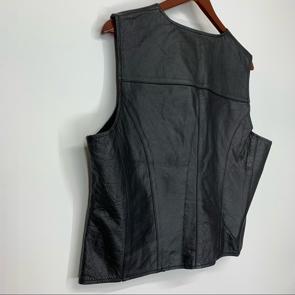 First Manufacturing Motorcycle Gear Black Leather Button Up Vest Size XXL - Picture 5 of 16